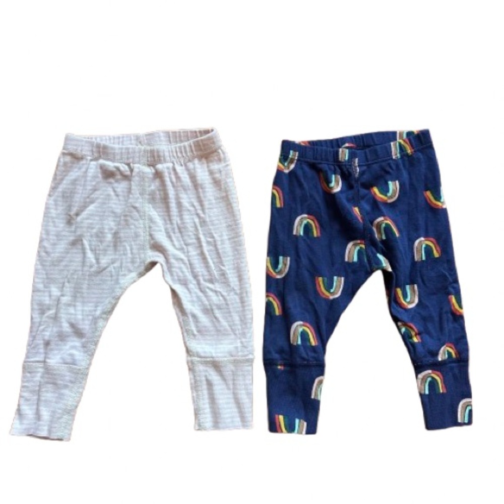 Hanna Andersson Rainbow and Pale Pink Leggings Set Baby 3-6m